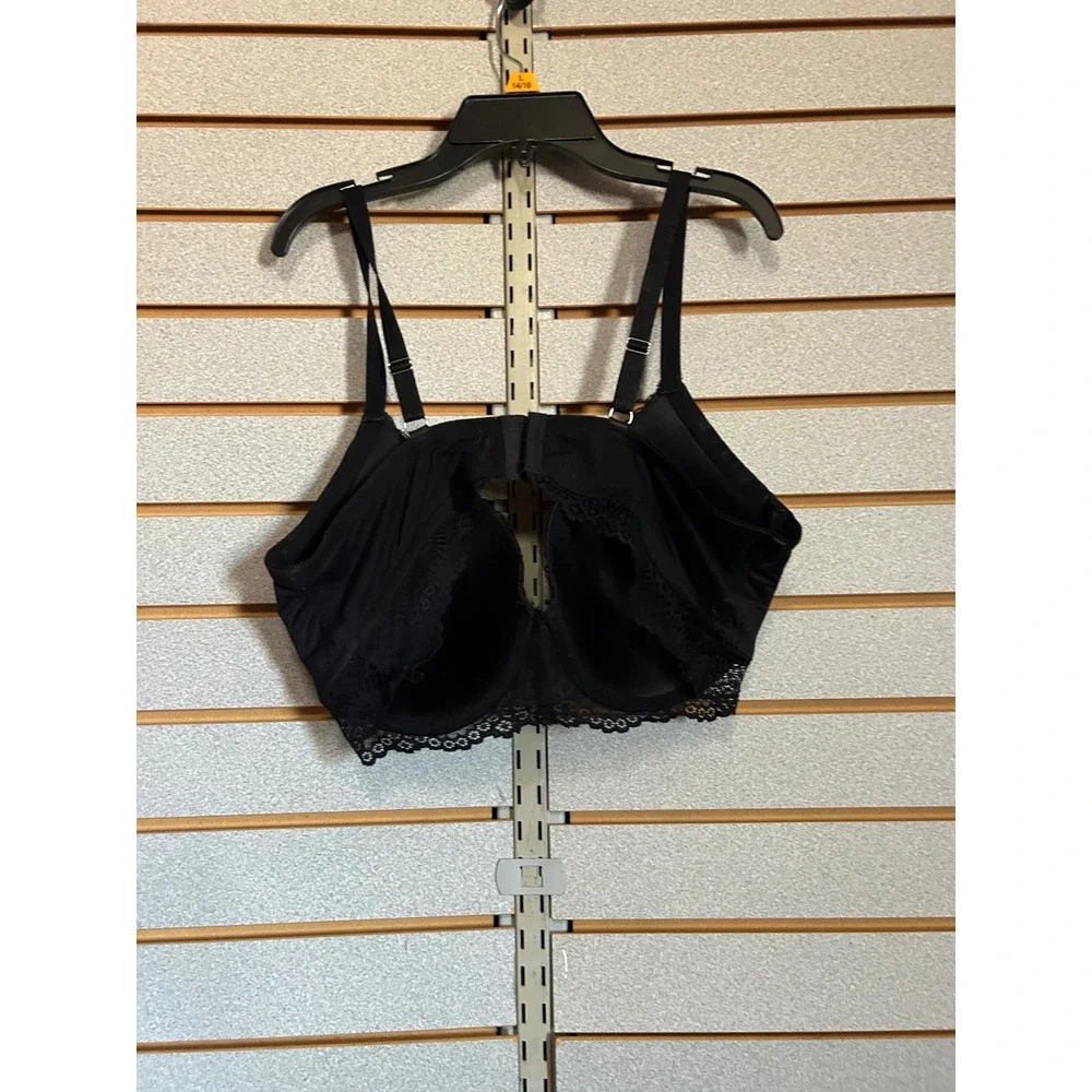 Black Full Coverage Lace Trim Underwire‎ Bra 42C 2PKBRA3378 Molded Cup